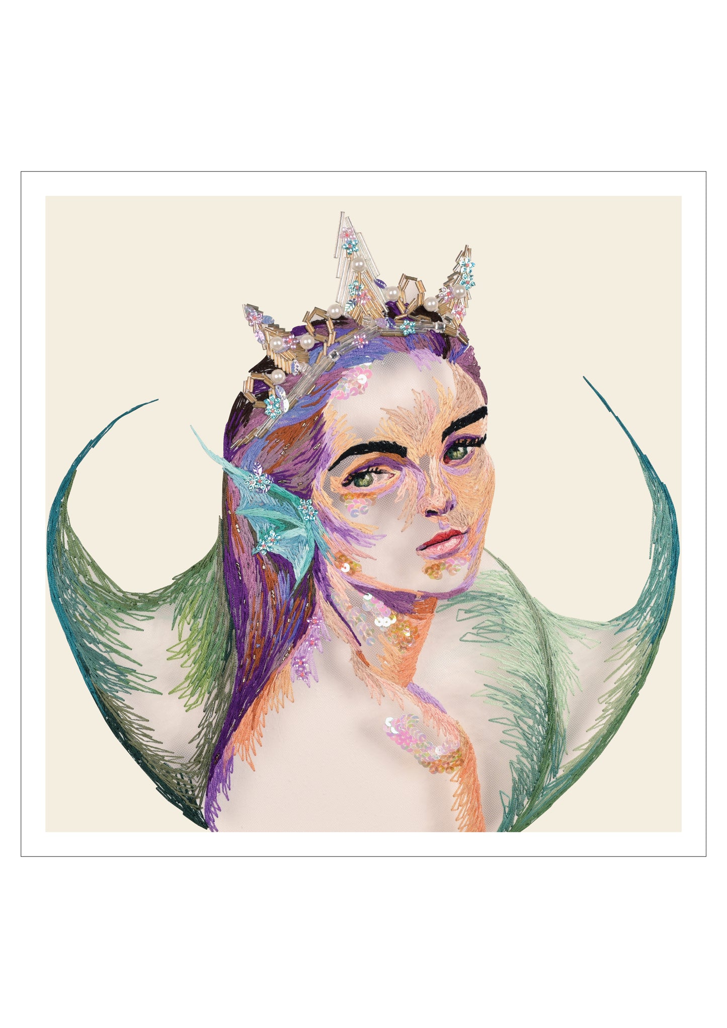 Portrait Embroidery Prints | Mermaid